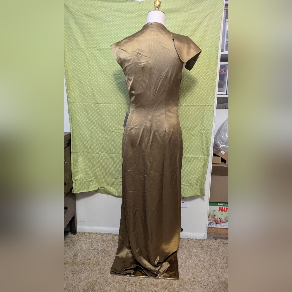 Elegant Brown Satin Evening Dress - Picture 6 of 6